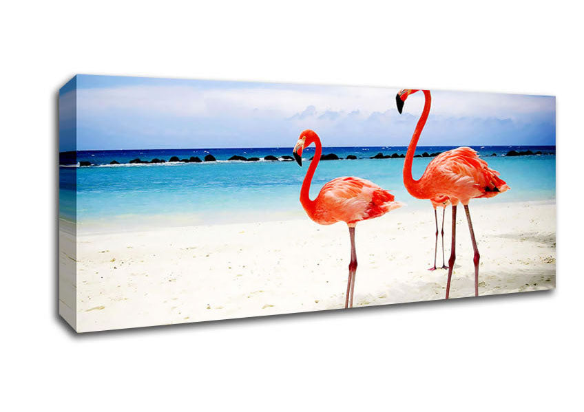 Picture of Flamingo Paradise Panoramic Canvas Wall Art