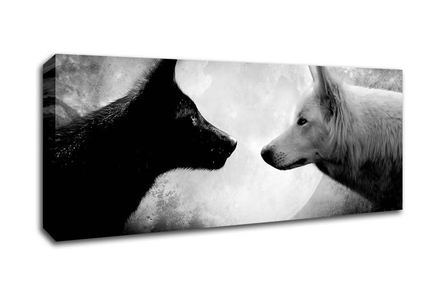 Picture of Moonlit Wolves Panoramic Canvas Wall Art