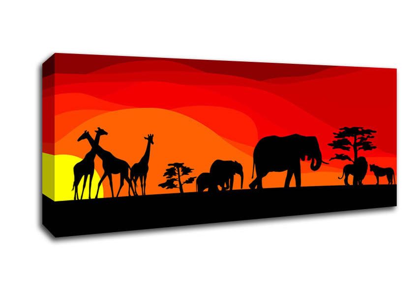 Picture of Sunset Safari Panoramic Canvas Wall Art