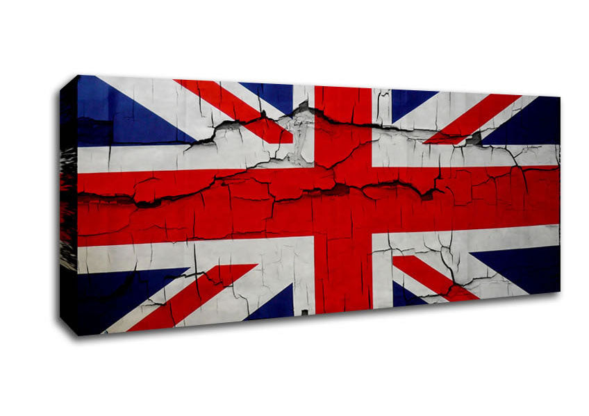 Picture of United Kingdom Flag Cracked Panoramic Canvas Wall Art