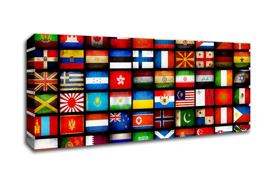 Picture of Flags Of The World Panoramic Canvas Wall Art