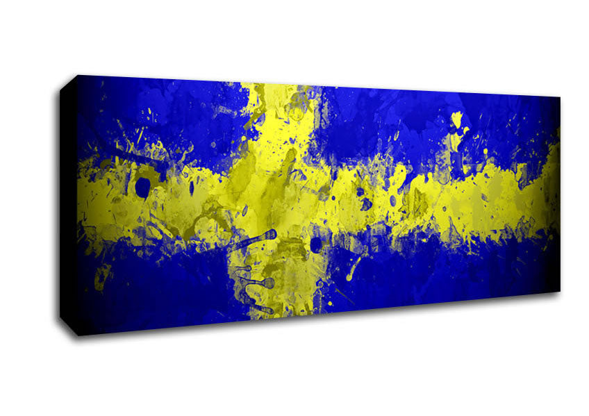 Picture of Sweden Grunge Flag Panoramic Canvas Wall Art