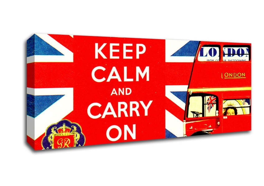 Picture of Uk Flag And Bus Panoramic Canvas Wall Art