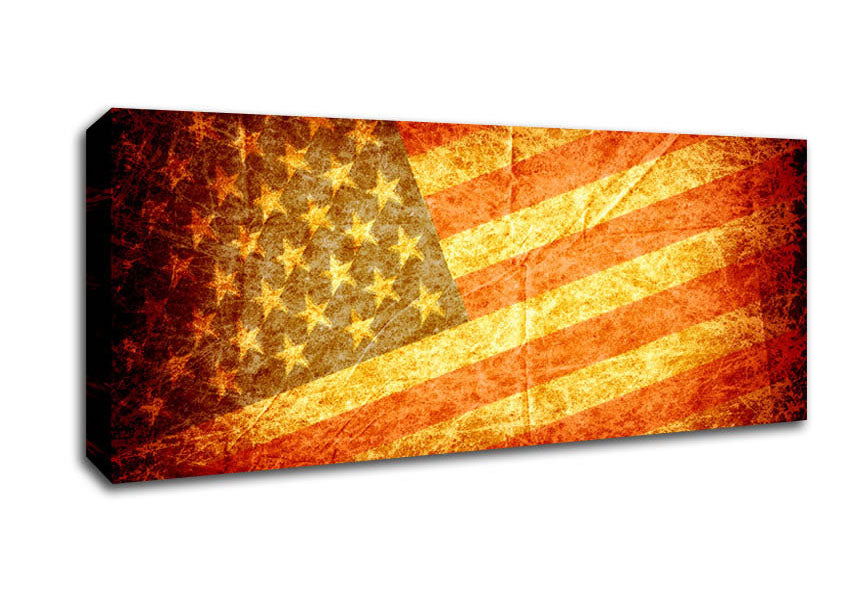 Picture of Stars And Stripes Grunge Panoramic Canvas Wall Art