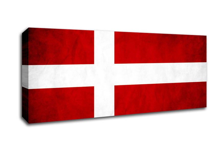 Picture of Denmark Flag Grunge Panoramic Canvas Wall Art