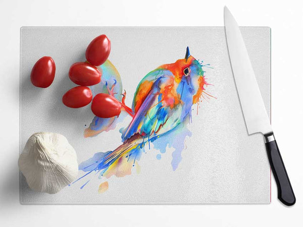 Colourful Robin Glass Chopping Board