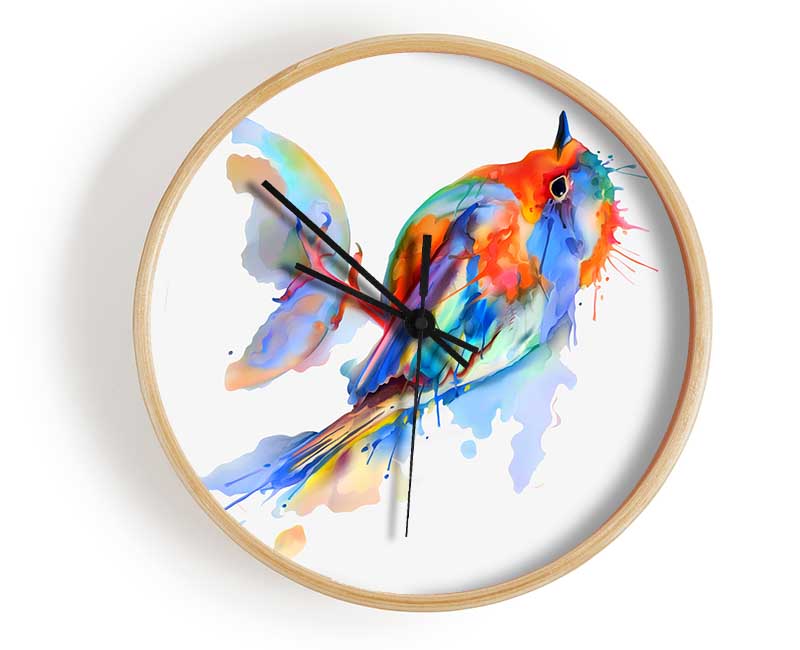 Colourful Robin Clock - Wallart-Direct UK