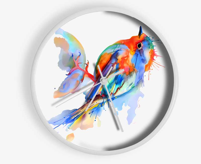 Colourful Robin Clock - Wallart-Direct UK