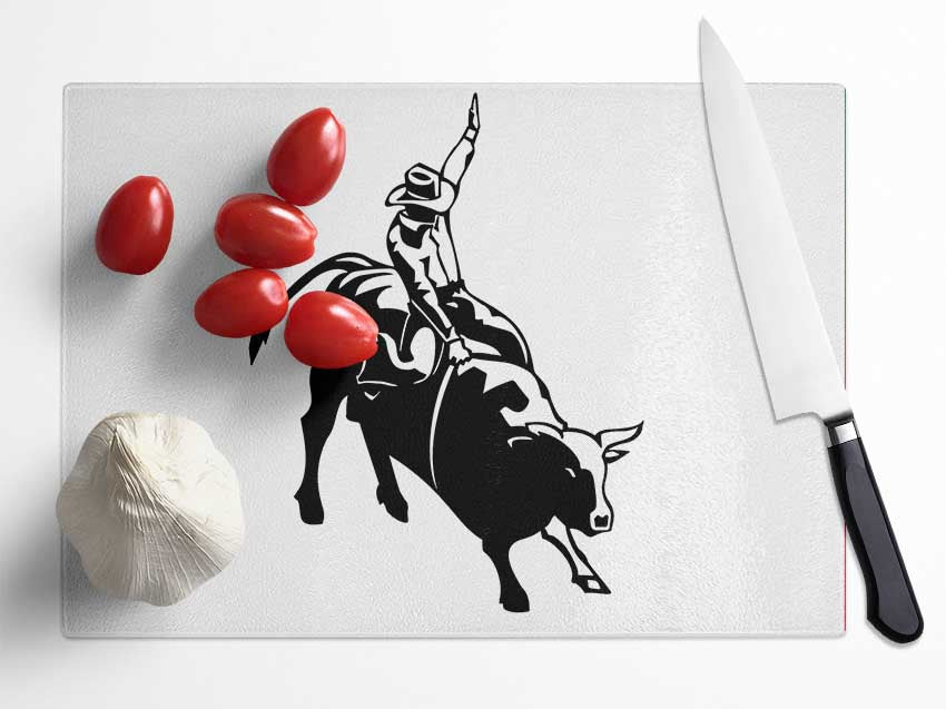 Cowboy Rider Glass Chopping Board