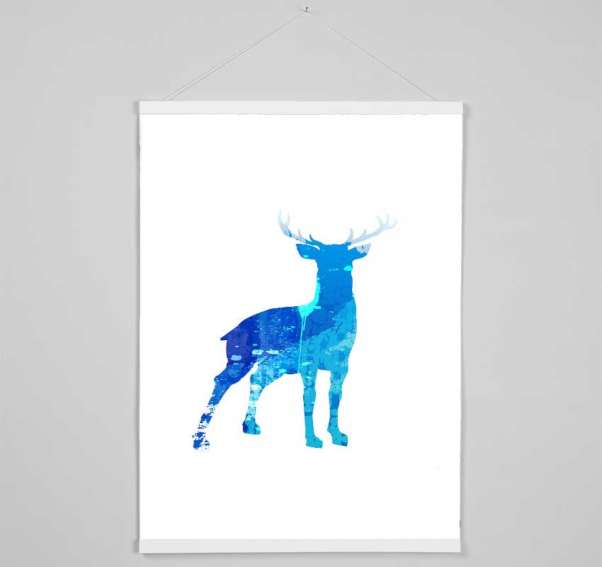 Blue Stag Hanging Poster - Wallart-Direct UK