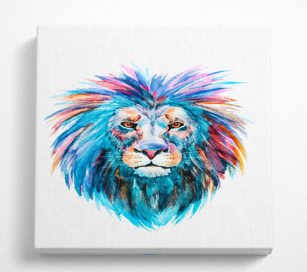 A Square Canvas Print Showing Lion Main Square Wall Art