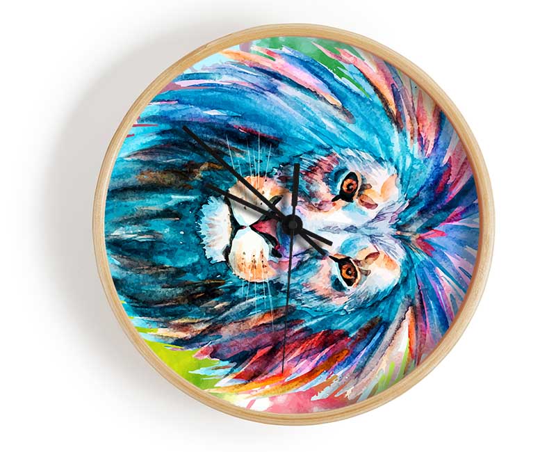 Blue Mained Lion Clock - Wallart-Direct UK