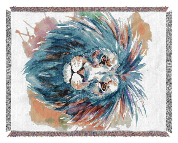 Blue Mained Lion Woven Blanket