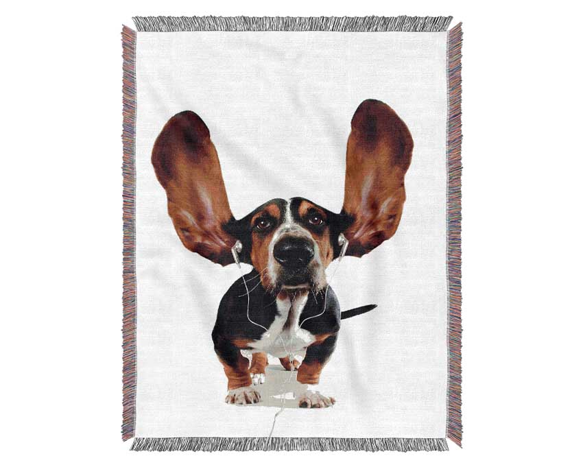 Basset Hound Music Woven Blanket