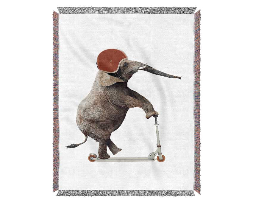 Elephant Scooter Woven Blanket