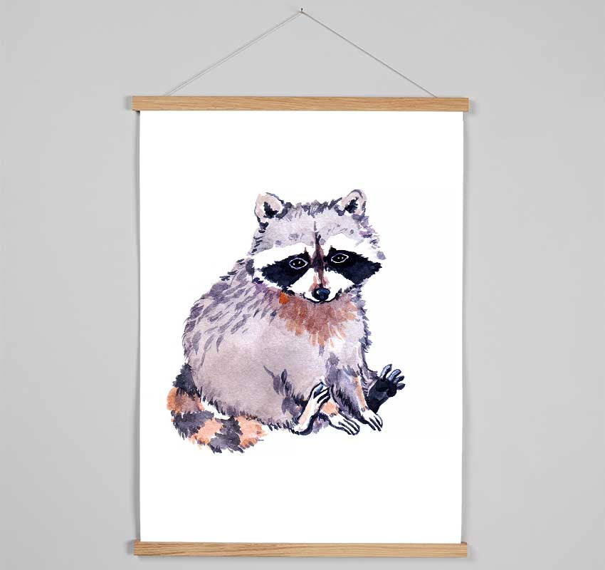 Raccoon Sitting Hanging Poster - Wallart-Direct UK