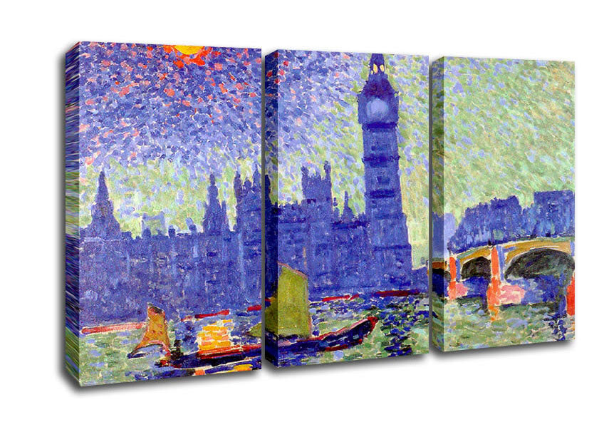 Picture of Claude Monet Thames 3 Panel Canvas Wall Art