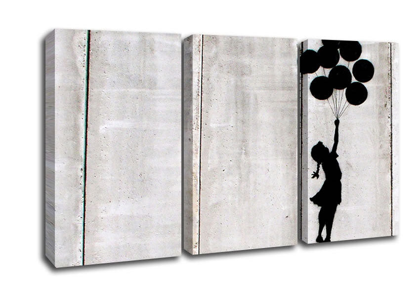 Picture of Balloon Girl Fly 3 Panel Canvas Wall Art