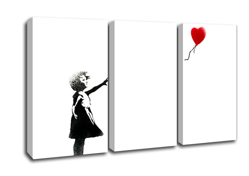 Picture of Balloon Girl 3 Panel Canvas Wall Art