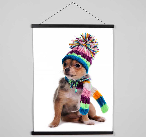 Chihuahua Dog Dressed For Winter Hanging Poster - Wallart-Direct UK