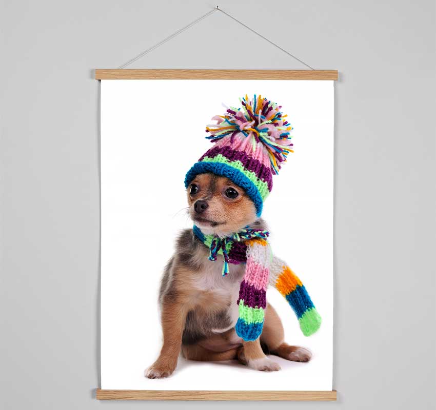 Chihuahua Dog Dressed For Winter Hanging Poster - Wallart-Direct UK