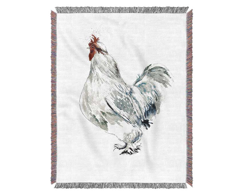 White Hen Woven Blanket