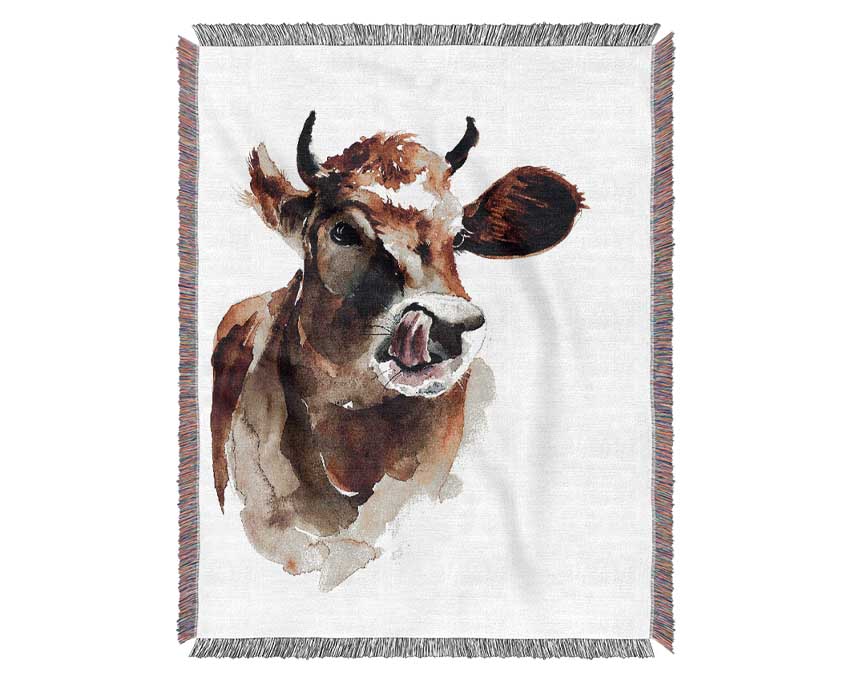 Cow Licking Good Woven Blanket