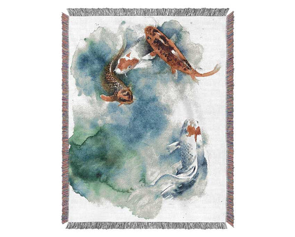 Koi Fishpond Woven Blanket