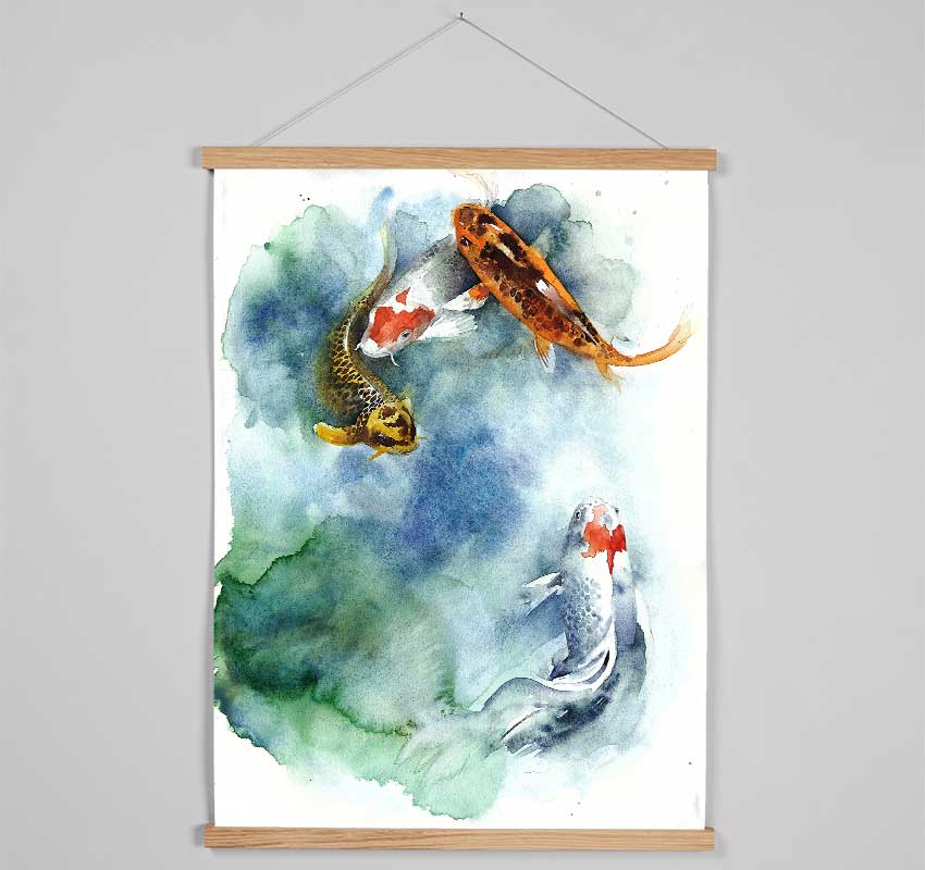 Koi Fishpond Hanging Poster - Wallart-Direct UK