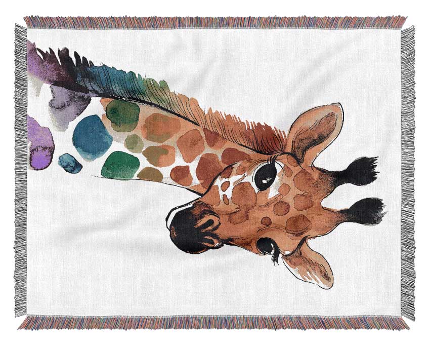 Rainbow Giraffe Woven Blanket