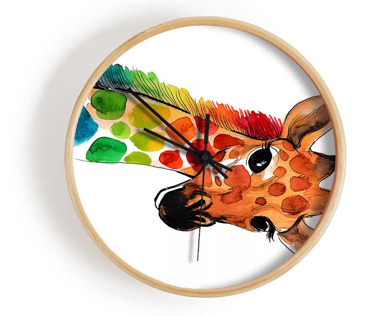 Rainbow Giraffe Clock - Wallart-Direct UK