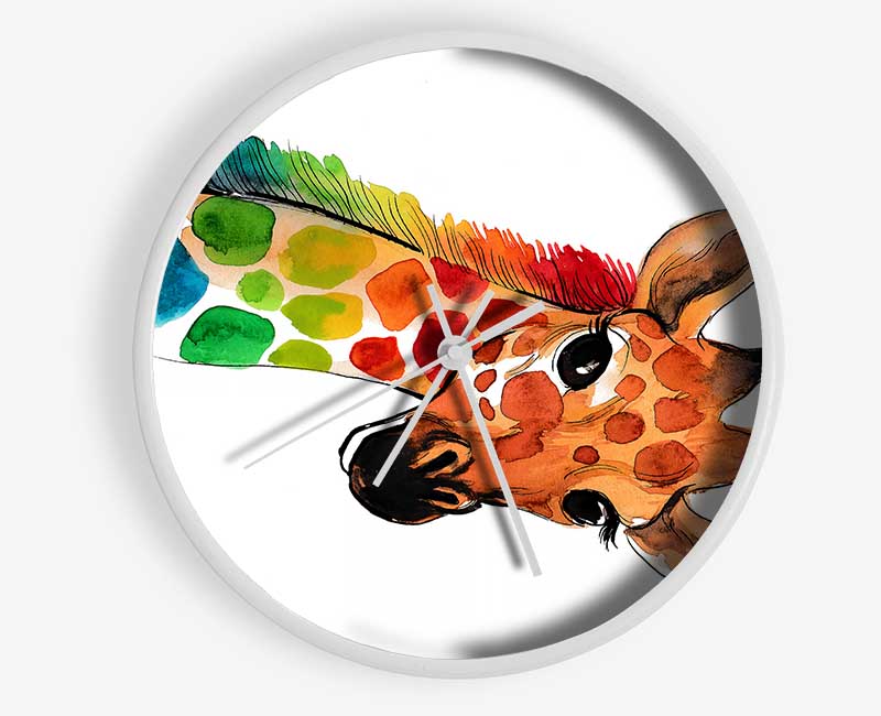 Rainbow Giraffe Clock - Wallart-Direct UK