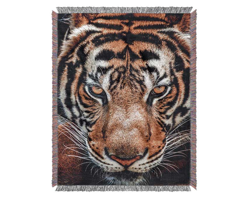 Beautiful Tiger Face Woven Blanket