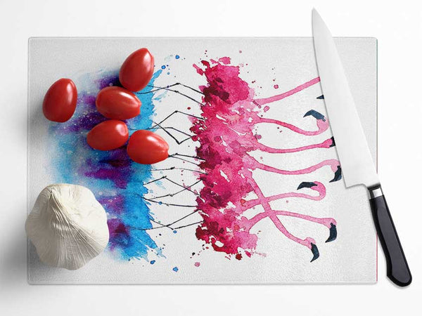 Flamingo Reflections Glass Chopping Board