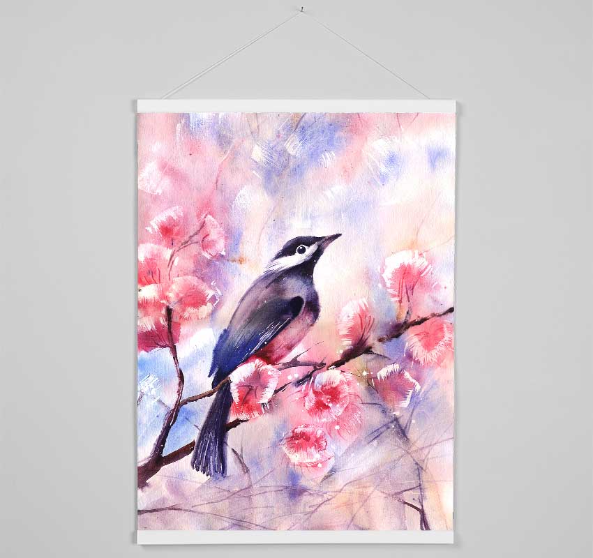 Cherry Blossom Bird Hanging Poster - Wallart-Direct UK