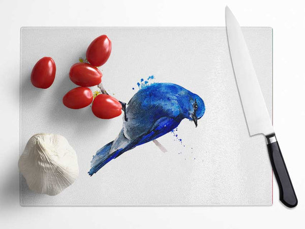 Bluebird On Apple Blossom Glass Chopping Board