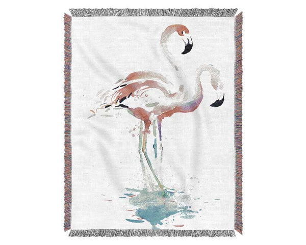 Flamingo Watercolour Woven Blanket