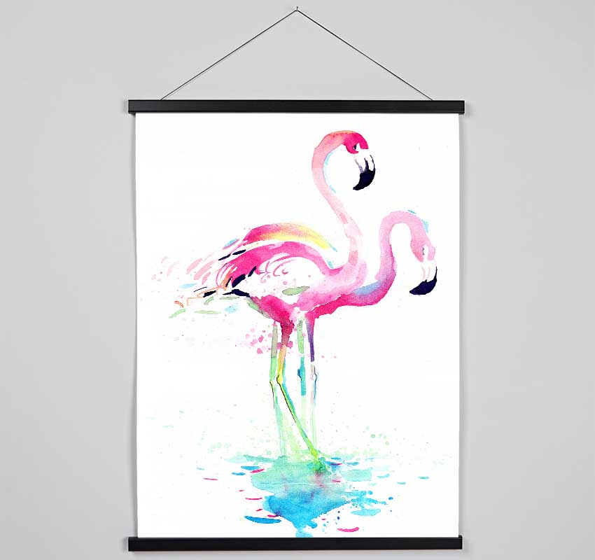 Flamingo Watercolour Hanging Poster - Wallart-Direct UK