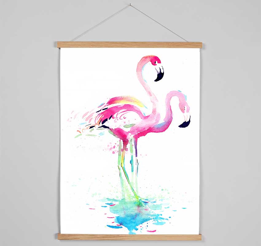 Flamingo Watercolour Hanging Poster - Wallart-Direct UK