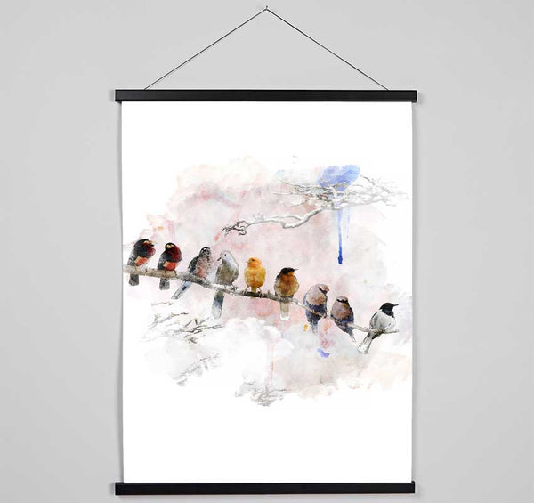 Bird Gossip Hanging Poster - Wallart-Direct UK