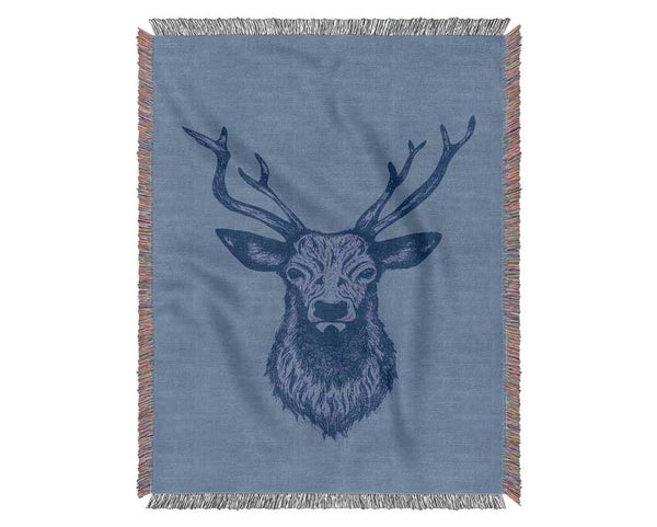 Stag Head 1 Woven Blanket