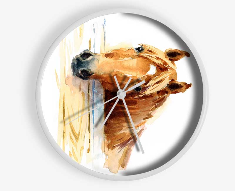 Horse At The Stables Clock - Wallart-Direct UK