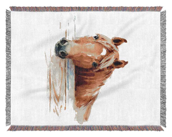 Horse At The Stables Woven Blanket