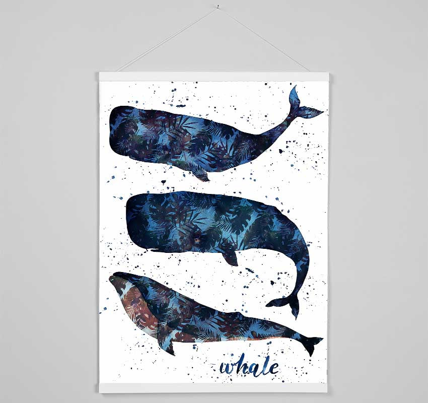 Whale Palm Leaves Hanging Poster - Wallart-Direct UK