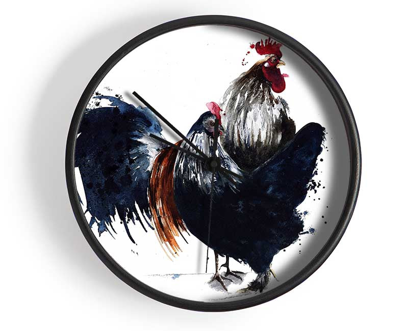 Hen Duo Clock - Wallart-Direct UK