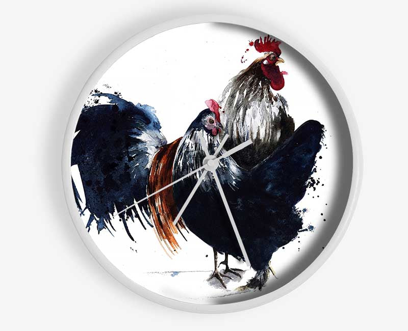 Hen Duo Clock - Wallart-Direct UK