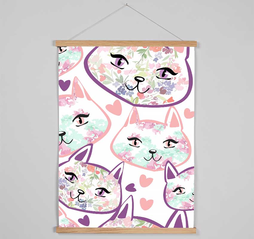 Flower Cats Hanging Poster - Wallart-Direct UK