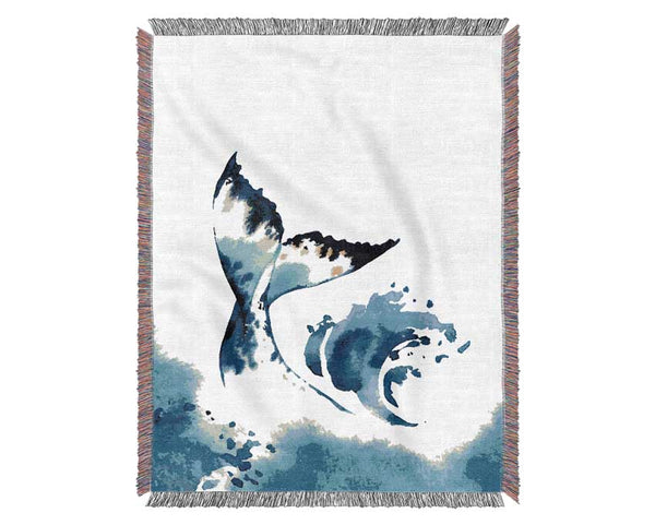 Blue Whale Tail Woven Blanket