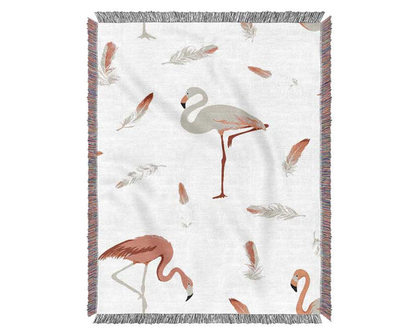 Pink Flamingo Feathers Woven Blanket