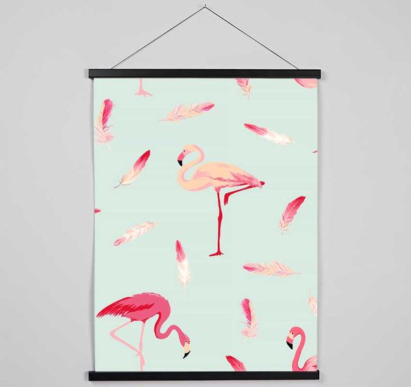 Pink Flamingo Feathers Hanging Poster - Wallart-Direct UK